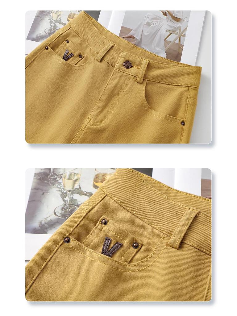 Women's Off-White High-Waisted Wide-Leg Jeans, 2025 Spring/Summer Loose Slimming Straight-Leg Pants.