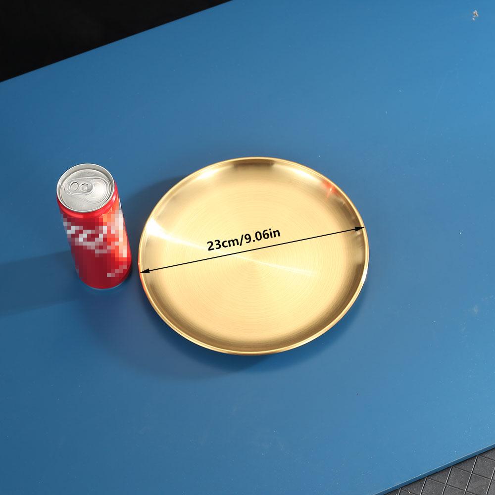 1pc Stainless Steel Plate Round Tray Vegetable Dish Plate Barbecue Restaurant Supplies Bone Dish Plate Decorative Dining Tray Fo