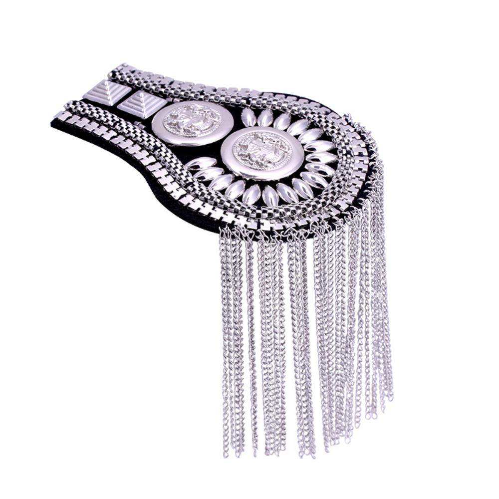 Metal Brooch Shoulder Board Zinc Zinc Alloy Jacket Vintage Brooch Tassel Chain Epaulettes  Party