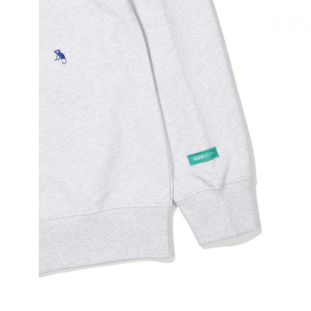 Animal Embroidery Patch Sweatshirt Melange Gray
