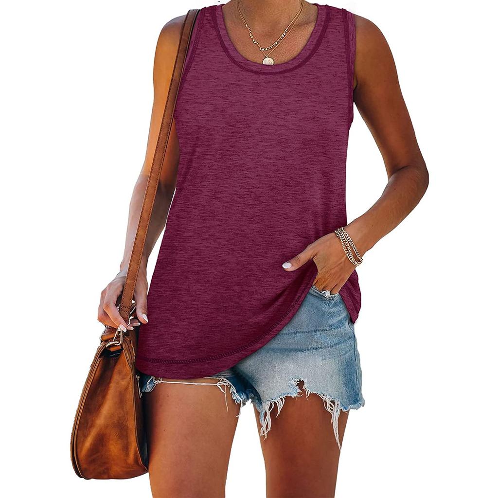 Womens Casual Loose Color SleevelessTops Blouses Vests
