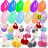24/48pcs Easter Egg and Plush Bunny Set Kids Surprise Gift Basket Filler Egg Hunt Game Supplies Birthday Party Favors Decoration