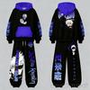Jujutsu Kaisen Anime Bluza z Kapturem Kontrast Kolorystyczny Bluza Spodnie Zestaw Unisex Jesień Zima Dwuczęściowy Streetwear