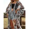 Bohemian Knit Lace Maxi Kimono Cover-Up, Elegant Beach Swimwear Cover Up, Poolside Vacation Outerwear