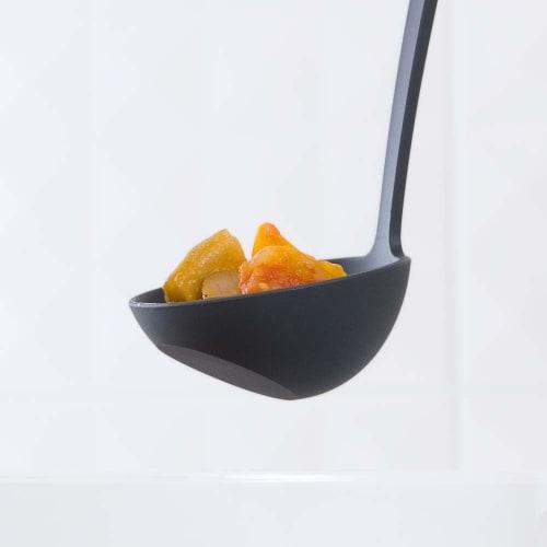 H Concept +d Tate Otama Mini, Black (D-502-BK), Standing Ladle with Small Plate, Space-Saving Design