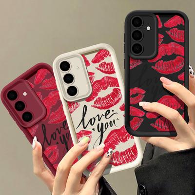 Per Samsung S25 S22 Ultra Plus S24 S23 S21 S20 Fe A16 A15 A55 A35 A54 A56 A36 A56 A17 A37 A57 S56 Antiurto Labbra Bacio Silicone Morbido Anti-Caduta Cover