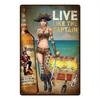 Captain Pirate Woman Tin Sign Retro Vintage Wall Art Nautical Decor