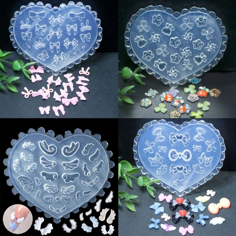 Set of 10 Silicone Nail Art Mold Embossing Patterns Nail Mould Decorations Jewelry Making Tool Handmade Ornament Molds