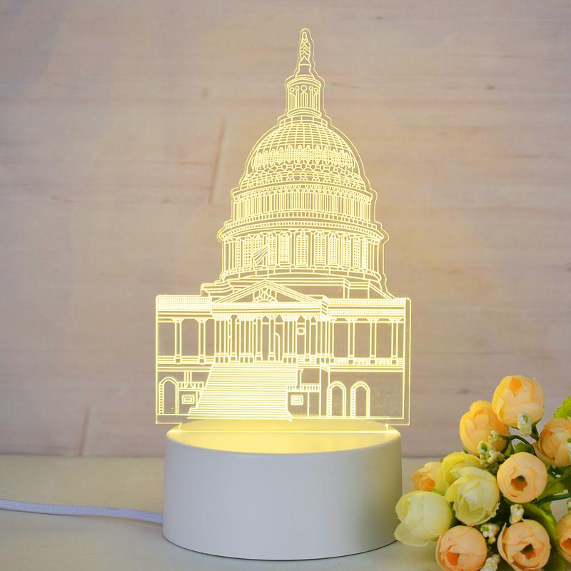 Customize Acrylic 3D Illusion LED Warm White Night Light for Living Room Kids Bedroom Decorative Lamp with USB Power