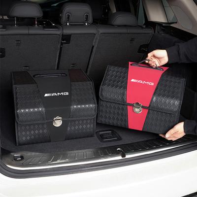 Large Capacity Car Trunk Organizer Leather Storage Box Tire Valve Cap For Mercedes Benz AMG W223 W213 W206 W464 W247 W167 W166