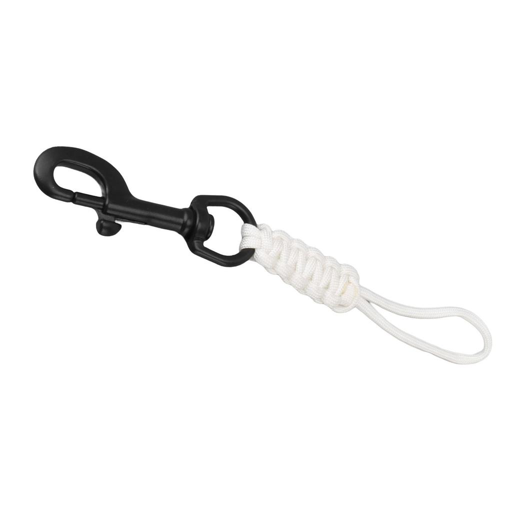 Hand Woven Diving Lanyard Anti Lost Strap Underwater Safety Rope with Stainless Steel Clip White