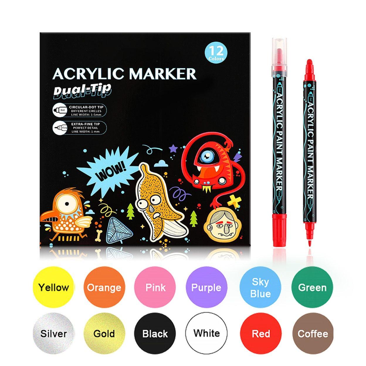 Double-Ended Waterproof Acrylic Markers for DIY Ceramic & Graffiti Projects