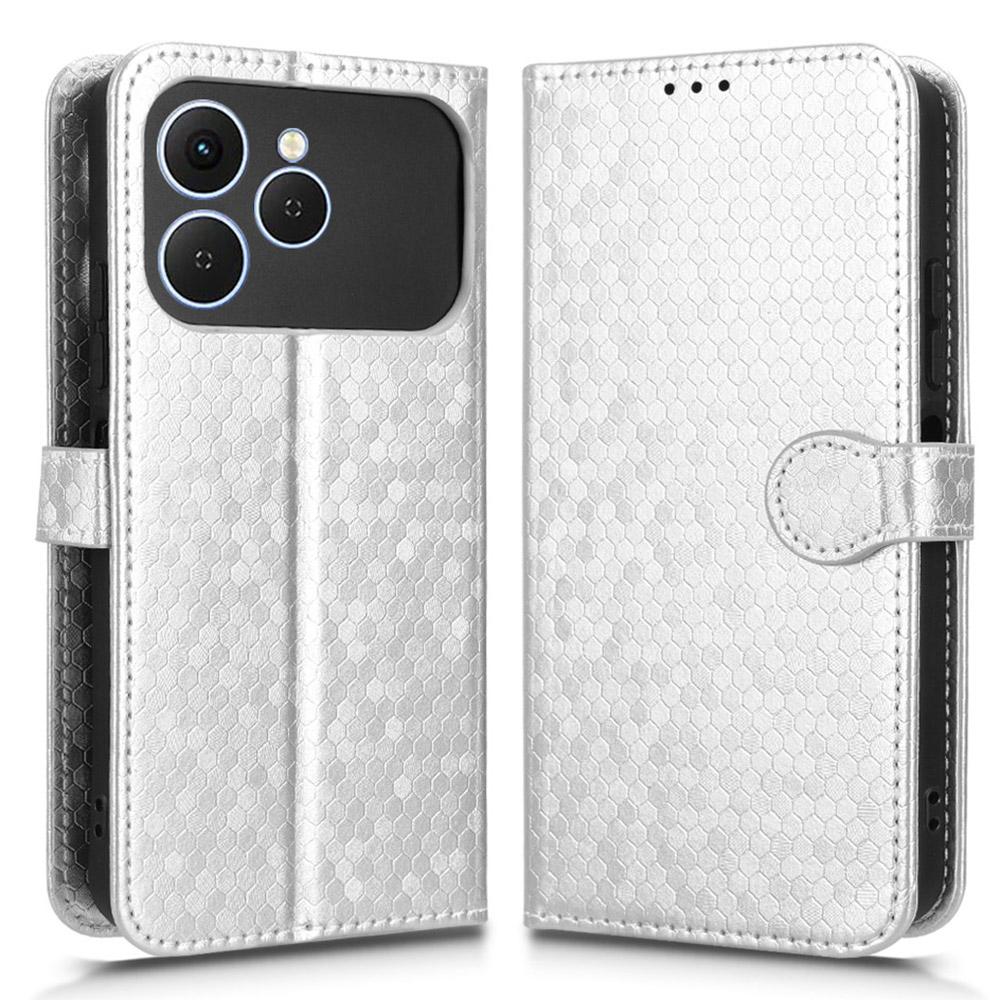 For TECNO Spark 40 4G Wallet Case Dot Pattern Imprint PU Leather Phone Cover with Wrist Strap