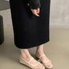 Summer Mesh Shoes Women's Breathable Shoes Korean Version Temperament Fairy Style Hollow Single Shoes Women's Flat Bottom One Pedal Mary Jane Shoes