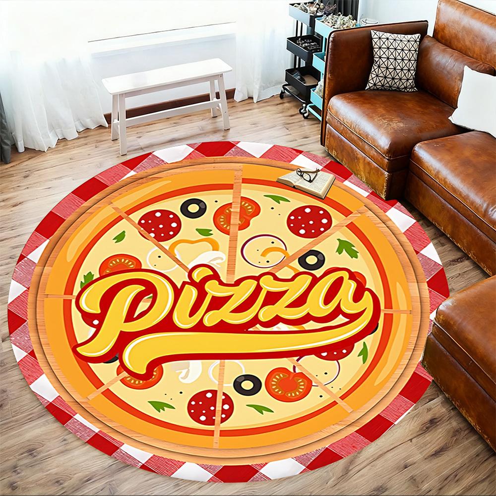 1pc Pizza Round Chair mat Area Rug - Non-Slip, Floor Mat for Office, Bedroom, and Indoor Decor c1125069