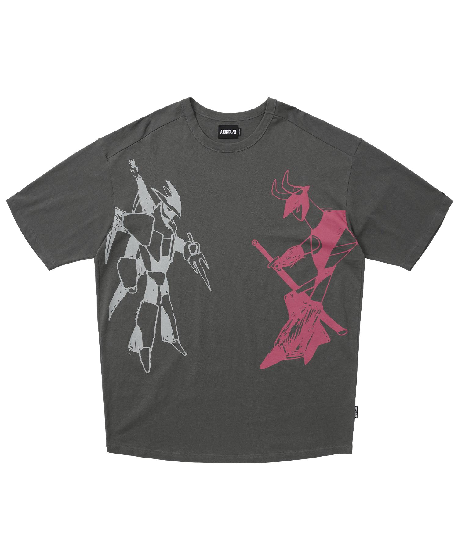 Azo By Azo Robots Duel Oversized T-Shirt [Charcoal] Note/Signature (Xl)