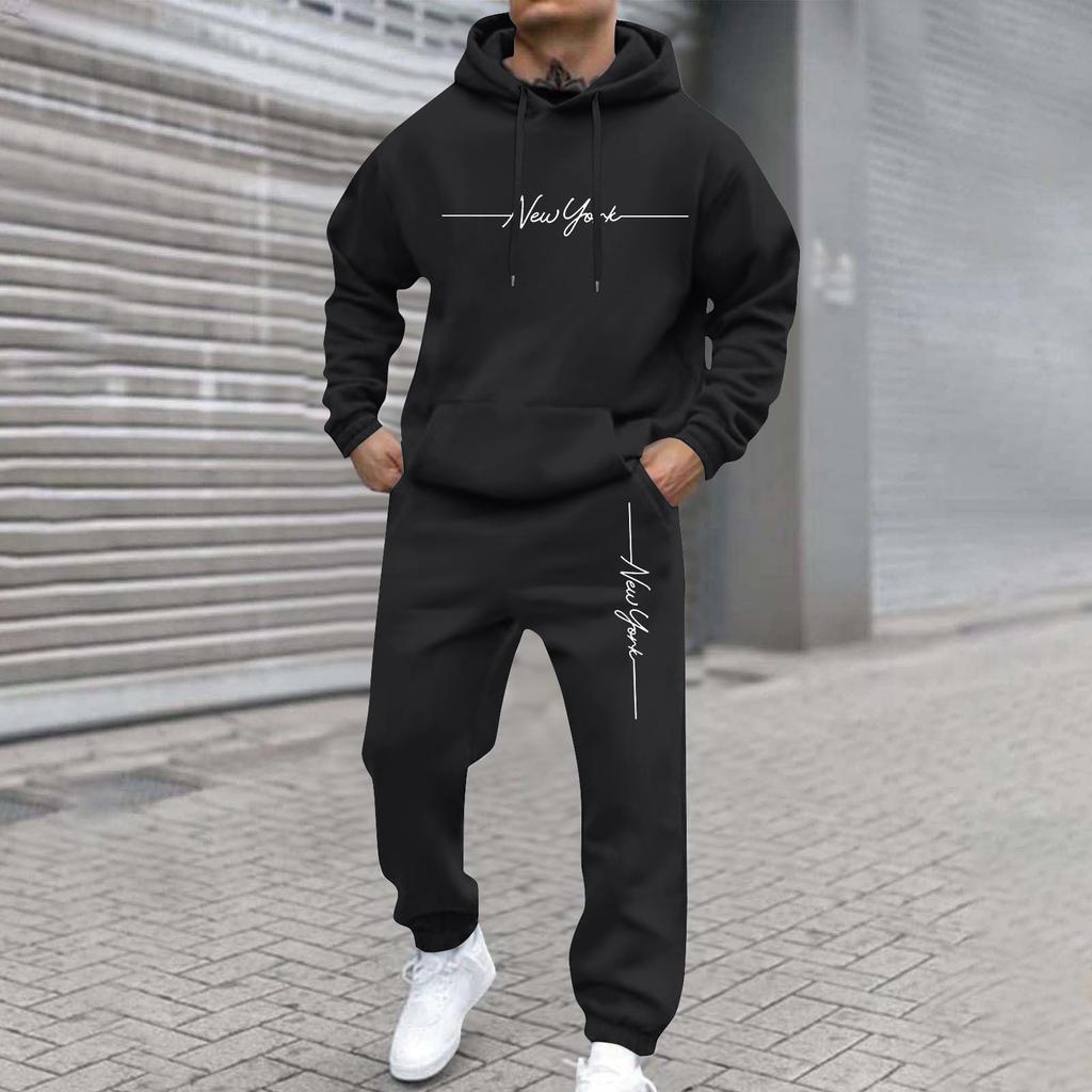 Men's Sweatshirt Suit Men's Solid Color Casual Sports Suit Sweatshirt Suit