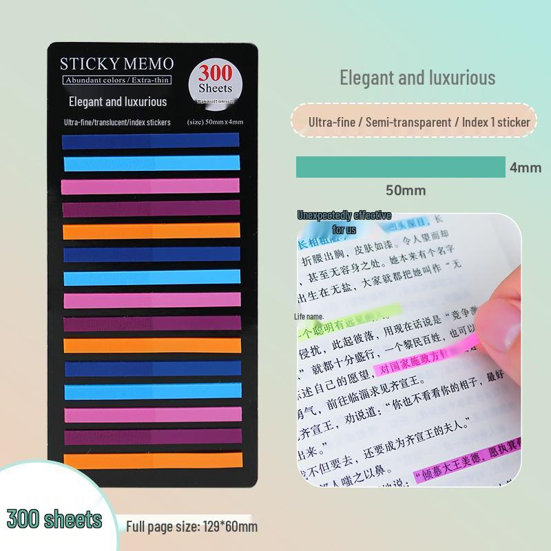 

Ultra-Fine Transparent Index Tabs: Reusable PET Strip Bookmarks, Fluorescent Sticky Notes, Waterproof & Colorful