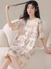 Pajamas Women's Summer Thin Pajamas Short Sleeves Large Size Fat Mm Medium and Long Pajamas Pajamas Loungewear