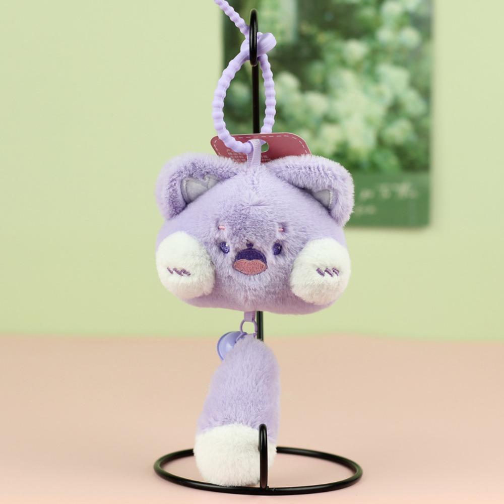 PP Cotton Plush Cat Keychain Long Tail Plush Cat Doll Pendant Cat Plush Keyring  Female Girls