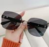 Rimless Irregular Shape Sunglasses Lightweight UV Protection Large Lens Frame Durable Metal Bridge Modern Design Unisex Eyewear