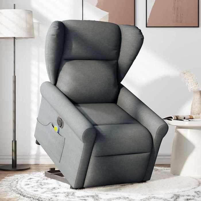 VidaXL Electric Massage Recliner Dark Grey Fabric 3303405