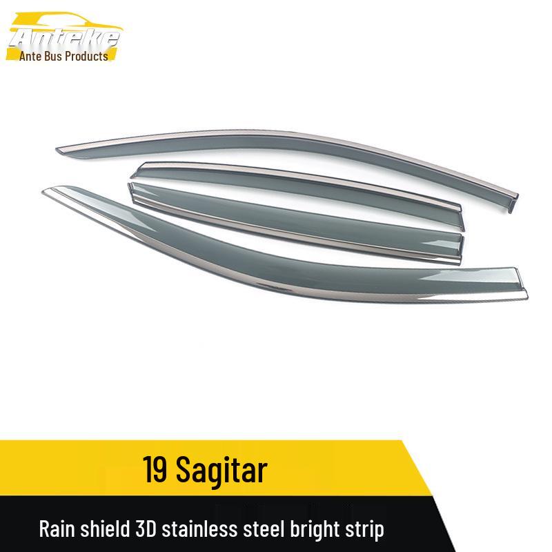 Sagitar Sun Visor & Rain Deflector: Stainless Steel Trim for 19 Rear Models