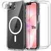 Case for iPhone 17th, Shockproof with Magnetic Ring - 2 Tempered Glass Screens and 2 Camera Glass