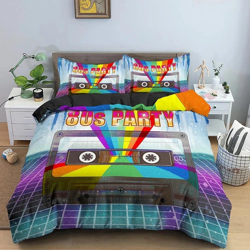 

Retro Duvet Cover Set Vintage Give Me Back 80s Pattern Bedding Set Microfiber Queen King Size Quilt Cover for Teens Adult 70x133cm