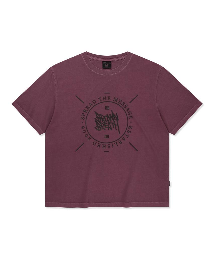 BROWNBREATH Stamp Tag Pigment Tee - Burgandy