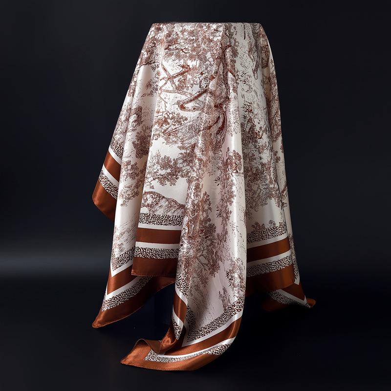 

Шелковый платок 90*90см Квадратный платок Женский Универсальный Модный Имитация шелкового платка Профессиональный платок Головной платок 90*90cm