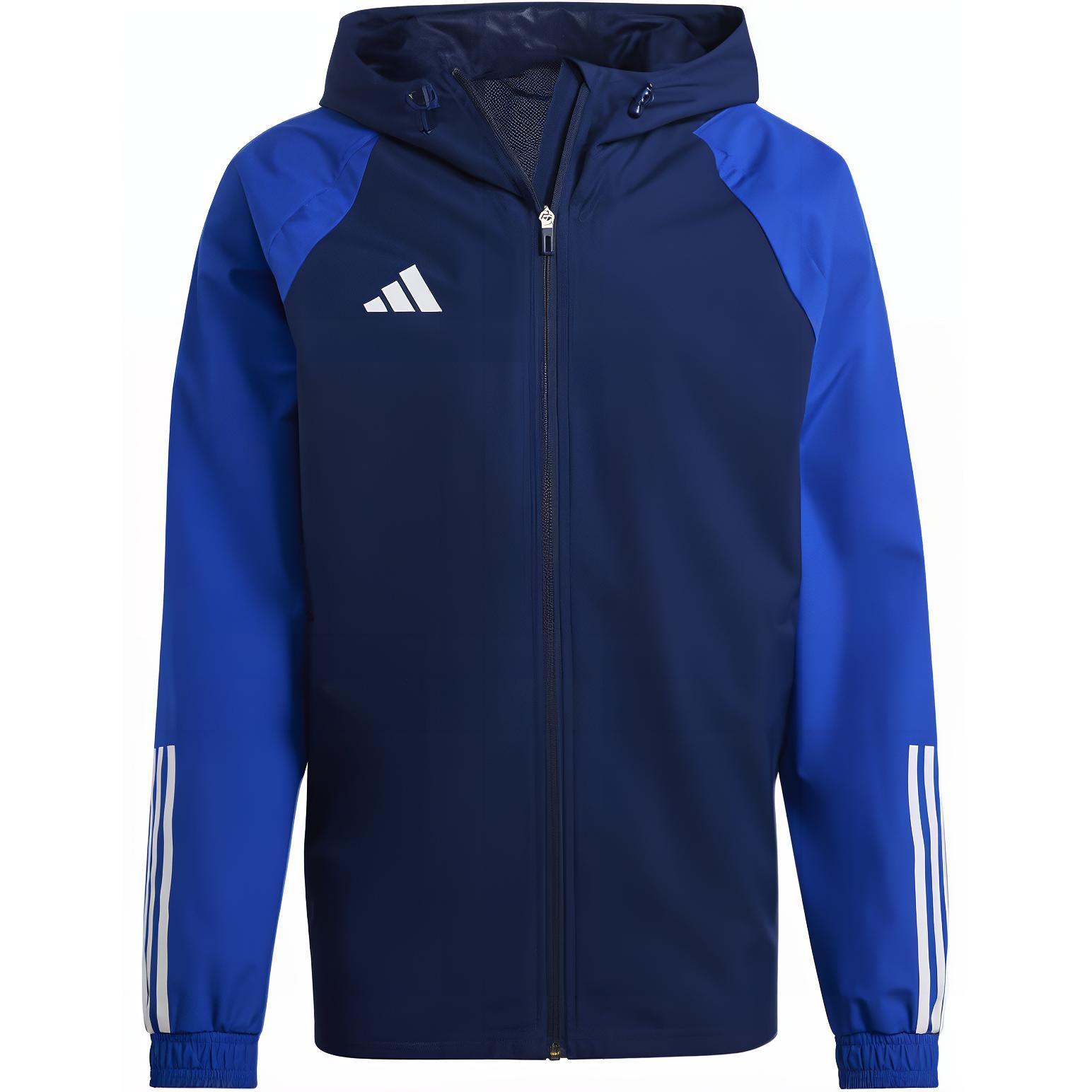 Adidas Striped Print Hooded Zip Sports Long Sleeve Jacket Men Jacket Navy-Blue HK7657 M