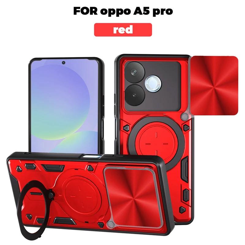 For OPPO A5 Pro 5G Case Slide Lens Protector With Ring Magnetic Holder Back Cover for Oppo oppo A5Pro 5G Armor Silicone PC Funda