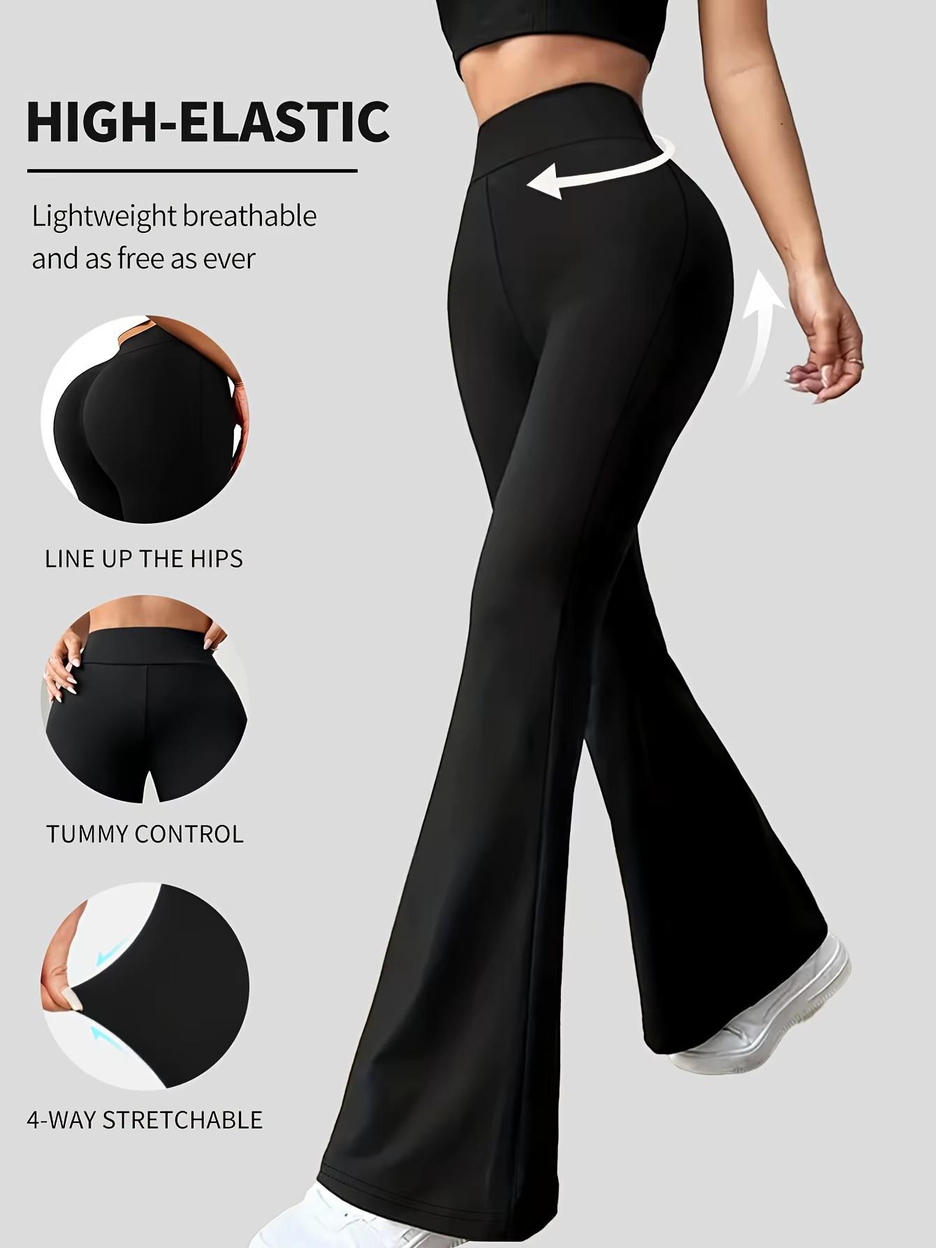 High-Waist Micro-Flare einfarbige Yogahose für Fitness und Outdoor-Aktivitäten Large schwarz