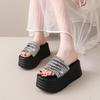 Fashion 8CM Casual Wedge Slippers Women New Summer Non Slip Platform Sandals Bling Open Toe Comfortable Female Chunky Beach Slippers