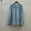 1116 Spring New Women's Crew Neck Japanese Ramie Top Shirt Loose Shirt Single-breasted Linen Long Sleeve Literature and Art