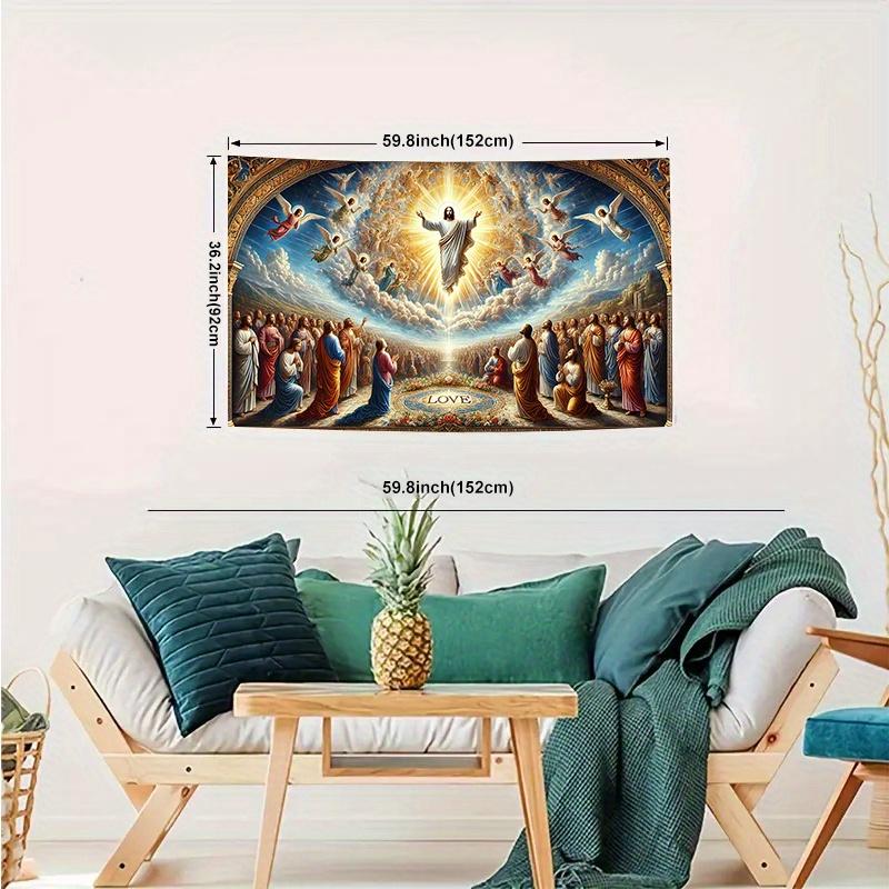 Jesus Christus Wandteppich Wandbehang Religiöse Himmelfahrt Kunst Mit Engeln Wolken Wanddeko Für Wohnzimmer Schlafzimmer Heimtextilien