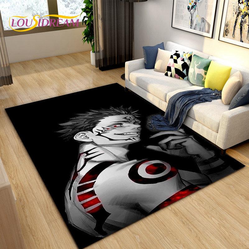 Jujutsu Kaisen Anime Cartoon Area Rug,Carpets Rug for Living Room Bedroom Sofa Doormat Decoration,Kids Play Non-slip Floor Mat