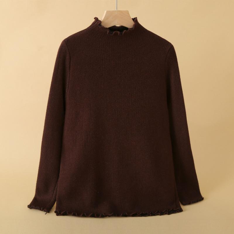 

New solid color bottoming shirt winter clothing fashionable and simple medium and old lace collar mother clothing shirt high elastic middle-aged inner 3XL