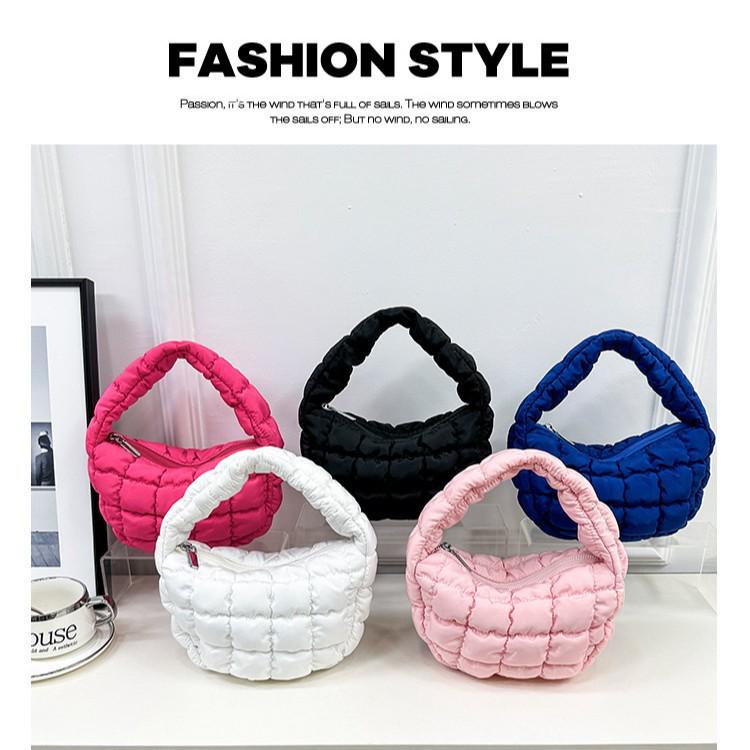Chic Mini Borsa a Mano Pieghettata Nuvola - Nuovo alla Moda Design in Cotone Piuma