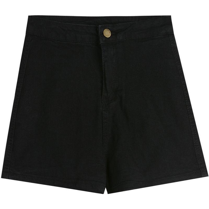 Comfortable Skinny Fashionable and Versatile Denim Shorts Female High-waisted Black Tight Elastic Straight Thin Wide-leg A-line Pants Summer