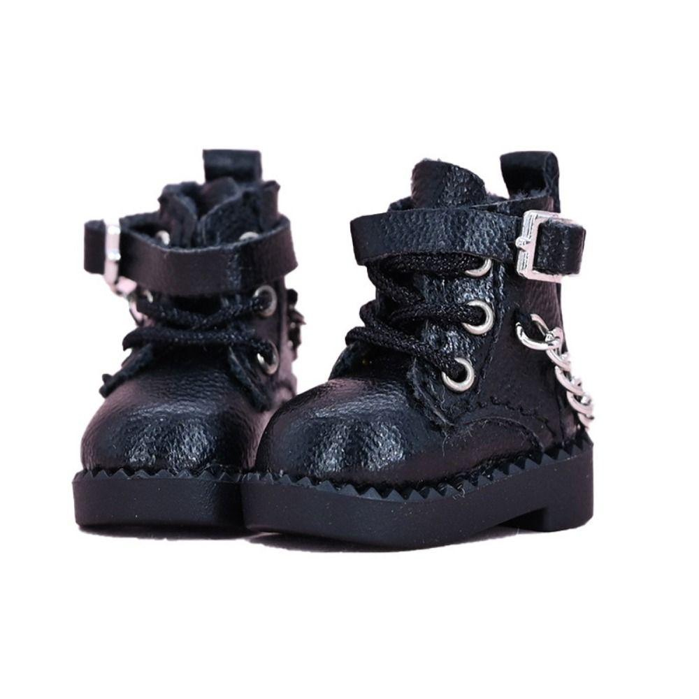 1 Paar Mini OB11 Puppenschuhe PU-Leder 1/12 BJD Puppenschuhe Niedliche BJD Puppen Kettenschuhe Kinderspielzeug