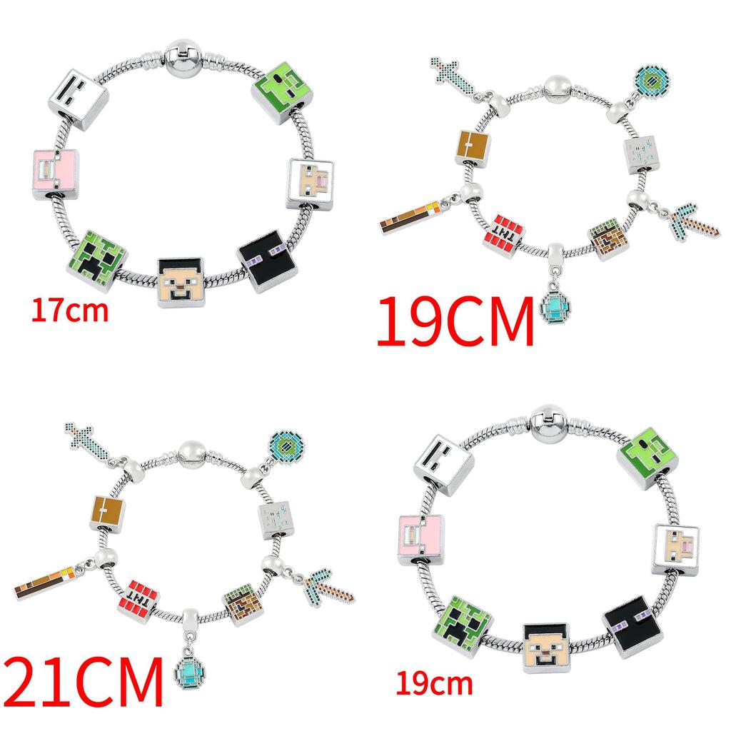 Minecraft Diy Bead Bracelet Kit With Zinc Alloy Charms For Teens And Adults