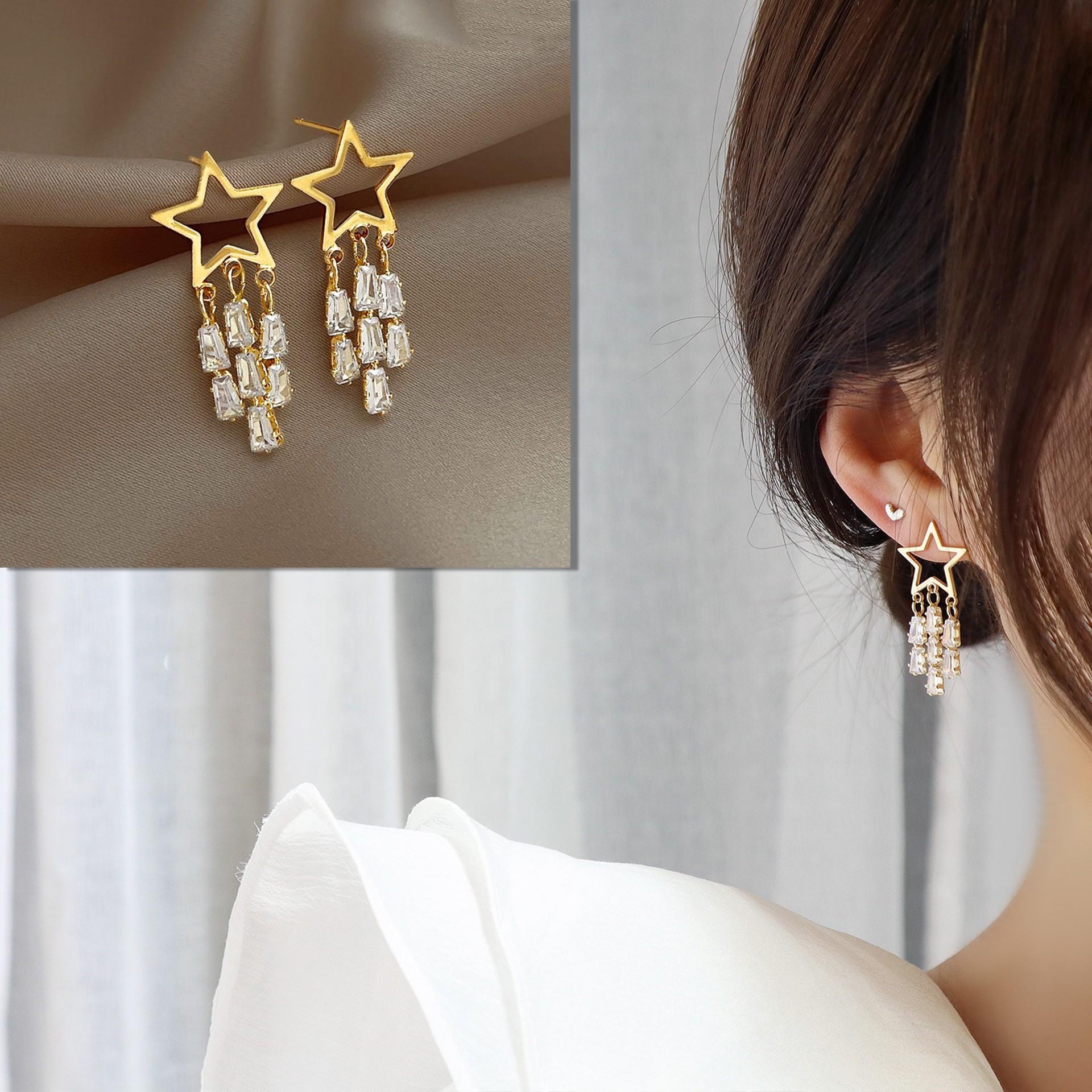 

Звездный поток водопадов Легкая роскошь Универсальные серьги-кисточки со звездами Нишевые изысканные серьги высокого класса