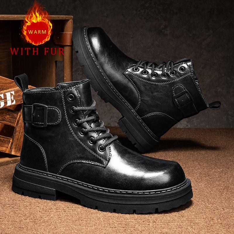 Fashion Genuine leather men's boots Warm autumn and winter styles Office and Business Plus Size Hot selling adult quality leather shoes