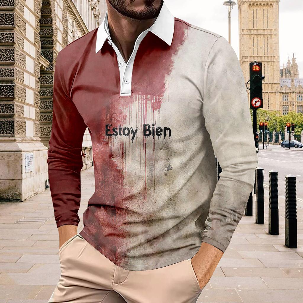 Herrenhemd mit langen Ärmeln und Knopfleiste, modisches, lässiges Oberteil