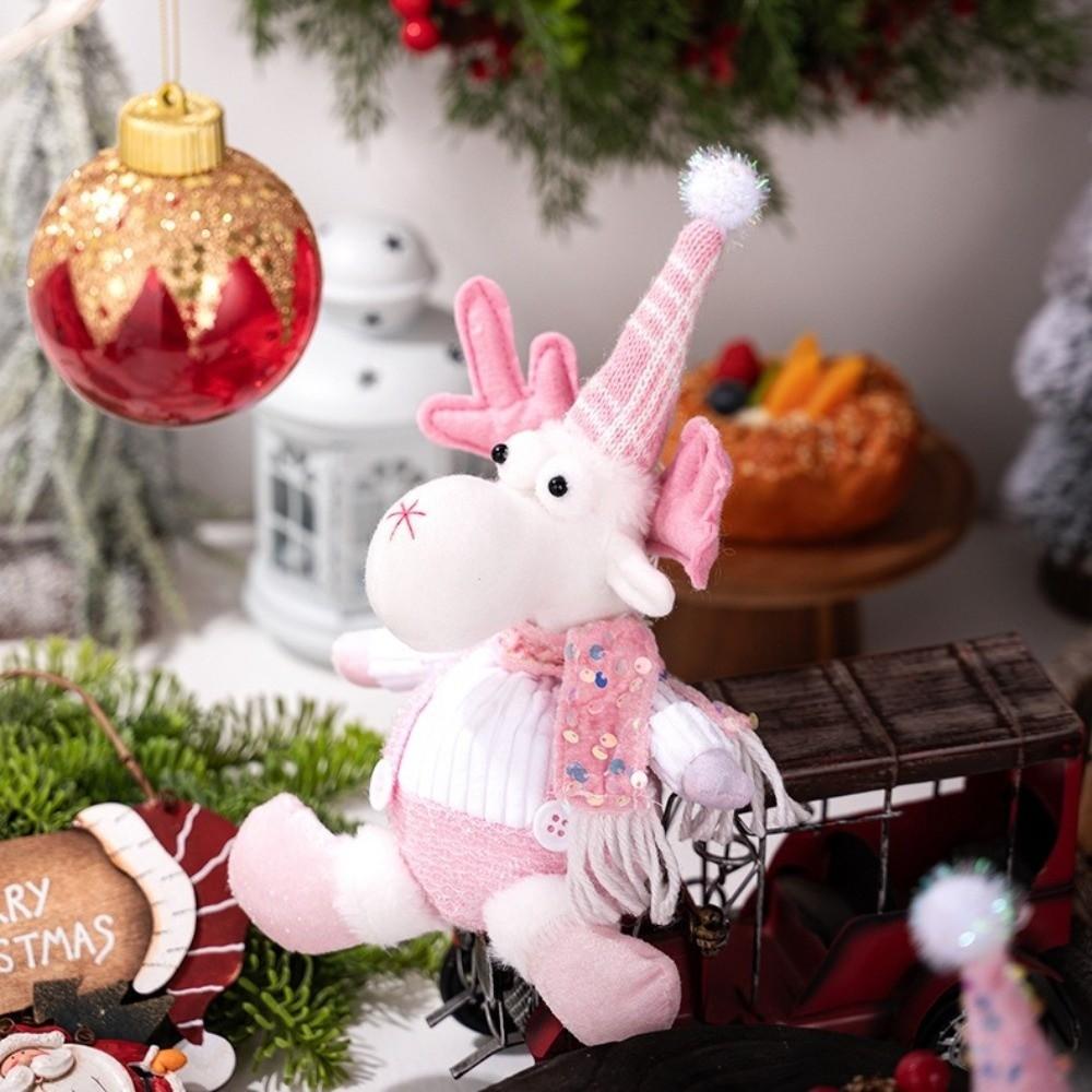 Pink Glitter Christmas Decorations Pendant Style Ornament Shape Snowman Pendant Glitter Finish Figurine Design Glitter Figurine