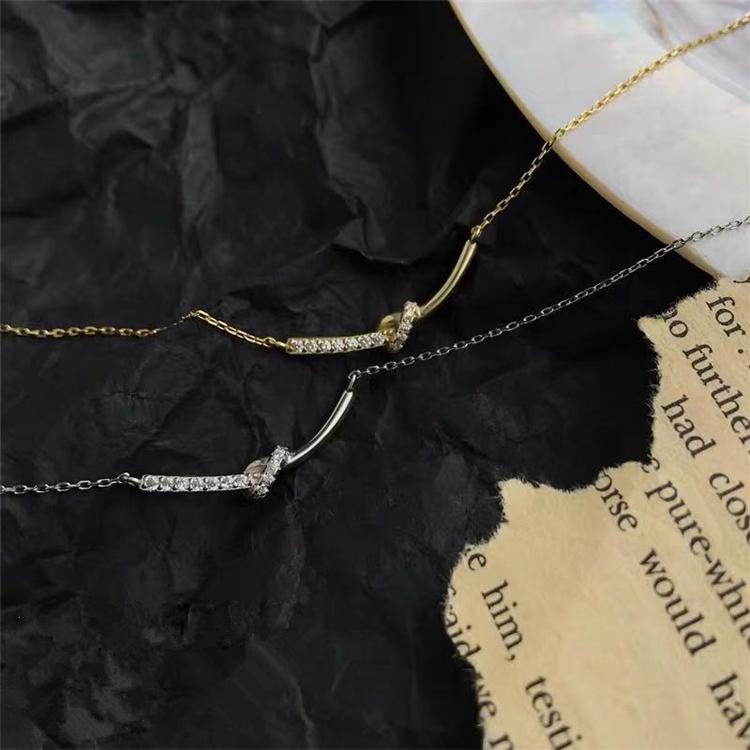 Trendy Design 925 Sterling Silver Jewelry Gold Plated Necklace Fashion Knot Necklace