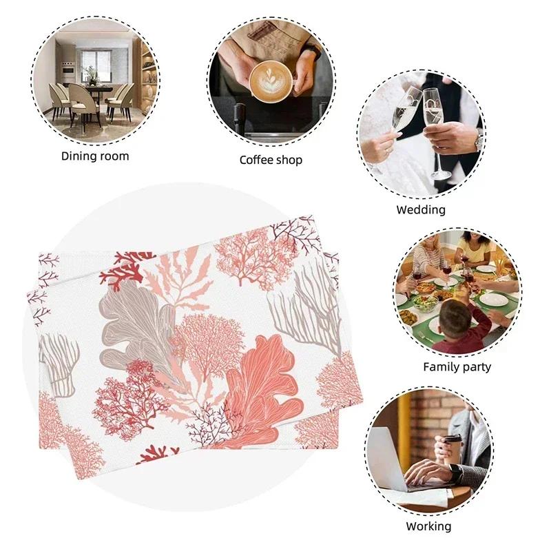 1PC Christmas Placemat Theme Pad Kitchen Table Mat Meal Table Pads Dining Table Encrypted New Year Linen Decorative Party