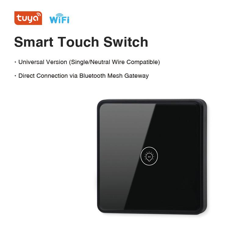 Tuya 3 Gang Smart Touch Wall Light Switch WiFi  Mesh Universal Single Neutral Wire Home Automation Smart Control Switch 1 gang&Eu Standard
